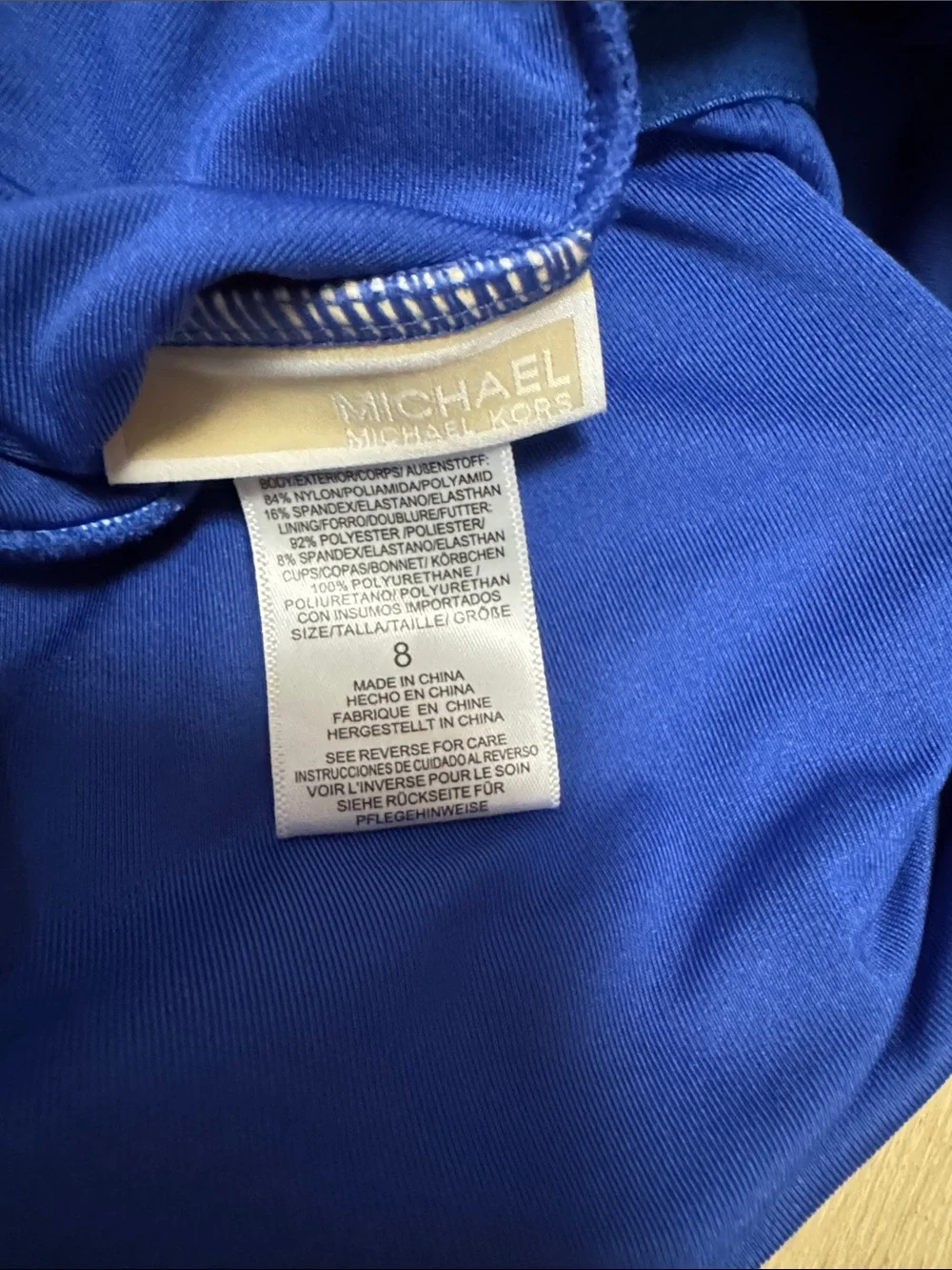 Michael Kors NWT 8 Royal BLUE SHARK BITE SILVER O RING ONE SHOULDER Swimsuit
